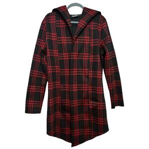 Maceoo Plaid Hooded Jacket Signature Sport Cardigan Sz S Long Sleeve Zip Closure